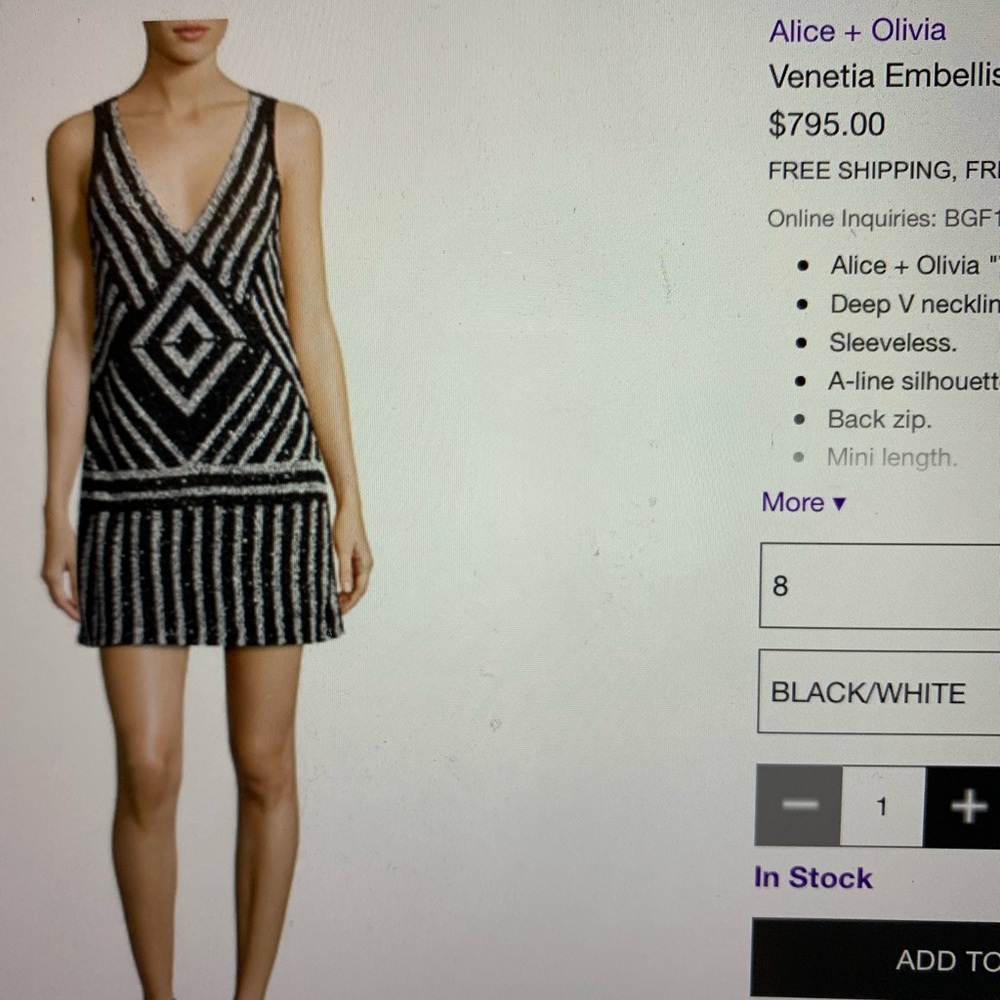 Alice and Olivia Venitia Embellished A-Line Dress